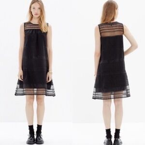 Madewell Dushkeer Black Sheer Sleeveless Dress w Vintage Inspired Embroidery